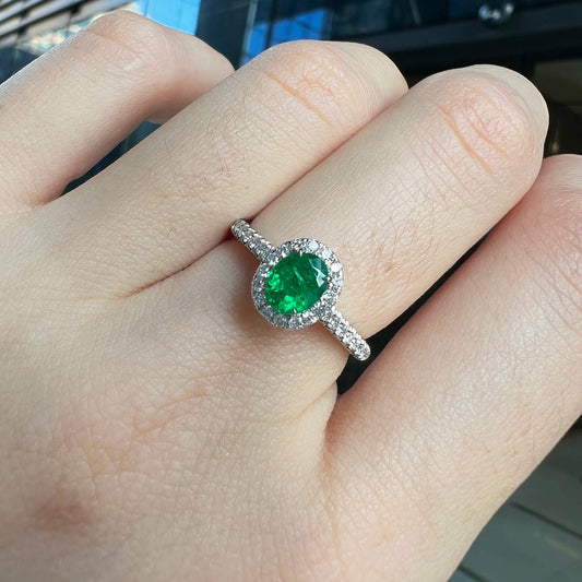 Vivid Green Emerald And Diamond Ring, 0.62 Ct. (0.87 Ct. TW), G2112020315
