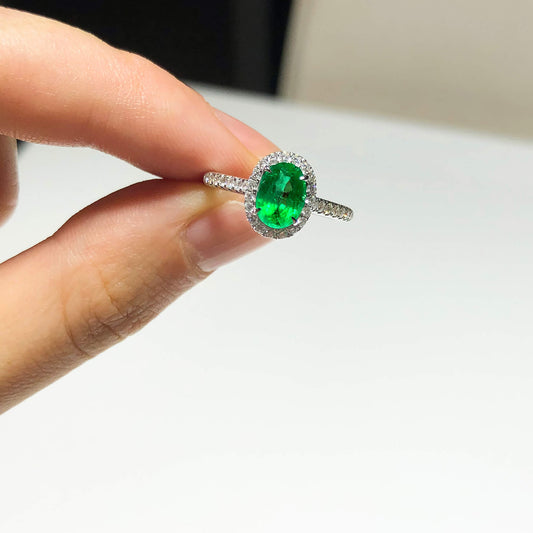 Vivid Green Emerald And Diamond Ring, 1.00 Ct. (1.27 Ct. TW), G2106160429