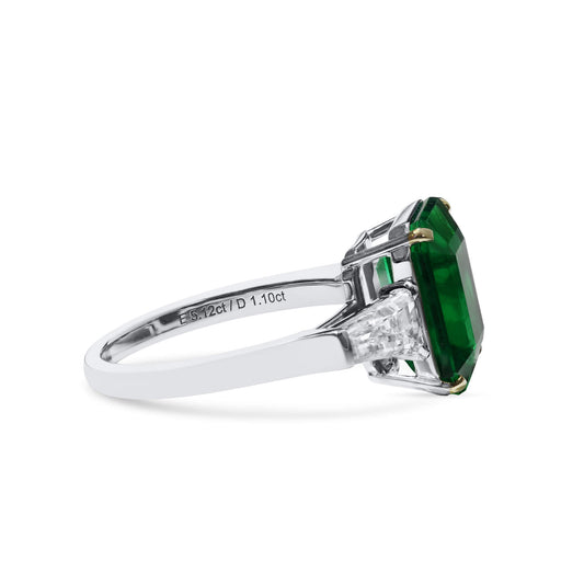 Vivid Green Emerald And Diamond Ring|5.12 Ct. (6.22 Ct. TW), GRS2022-058014