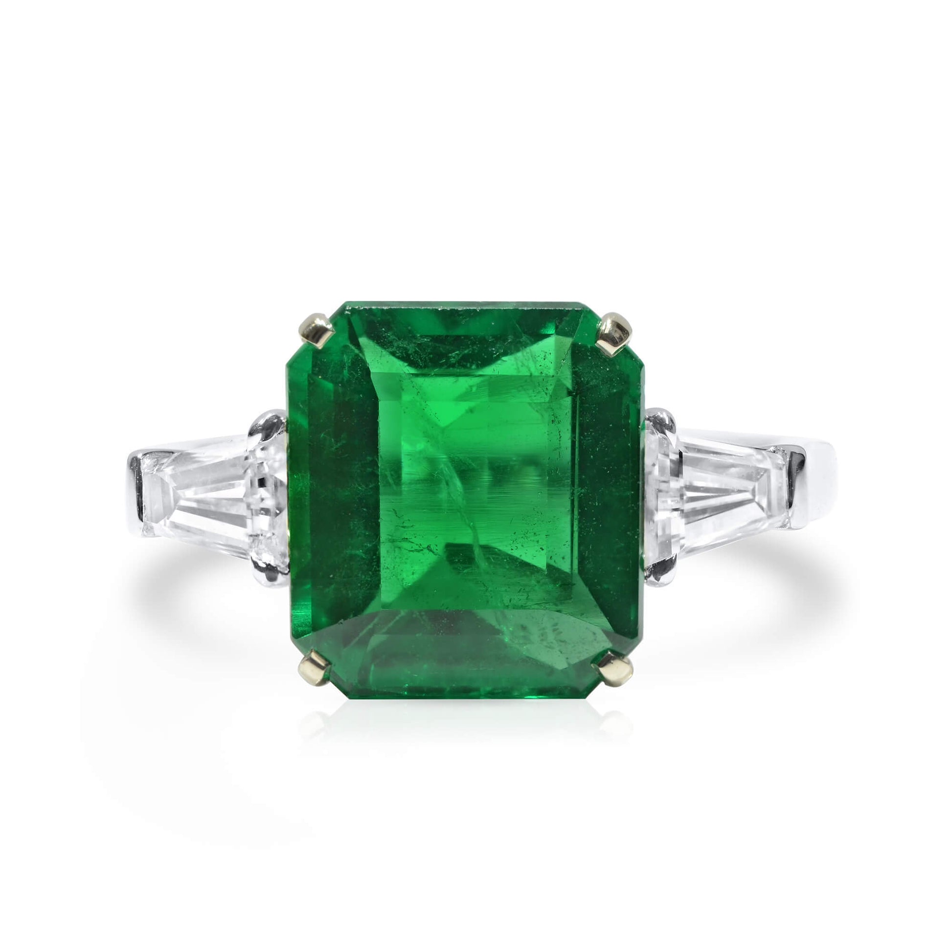 Vivid Green Emerald And Diamond Ring|5.12 Ct. (6.22 Ct. TW), GRS2022-058014