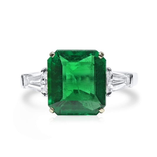 Vivid Green Emerald And Diamond Ring|5.12 Ct. (6.22 Ct. TW), GRS2022-058014