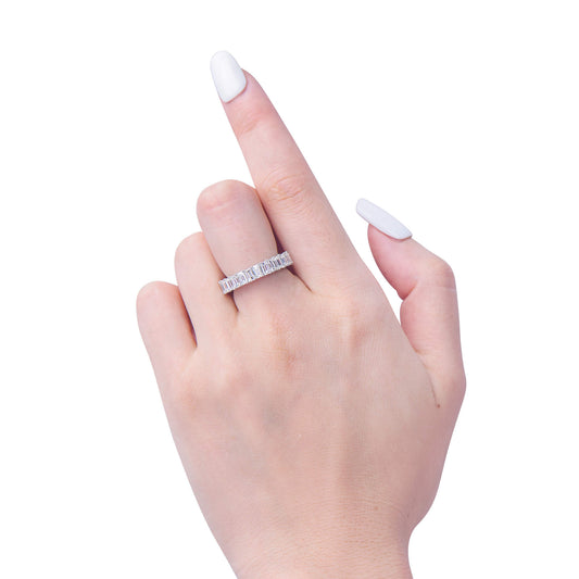 White Diamond and Emerald Eternity Band Ring, 4.26 Ct. (7.13 Ct. TW), Emerald Shape