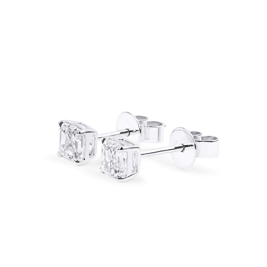 White Diamond Earrings, 1.00 Ct. TW, Asscher shape