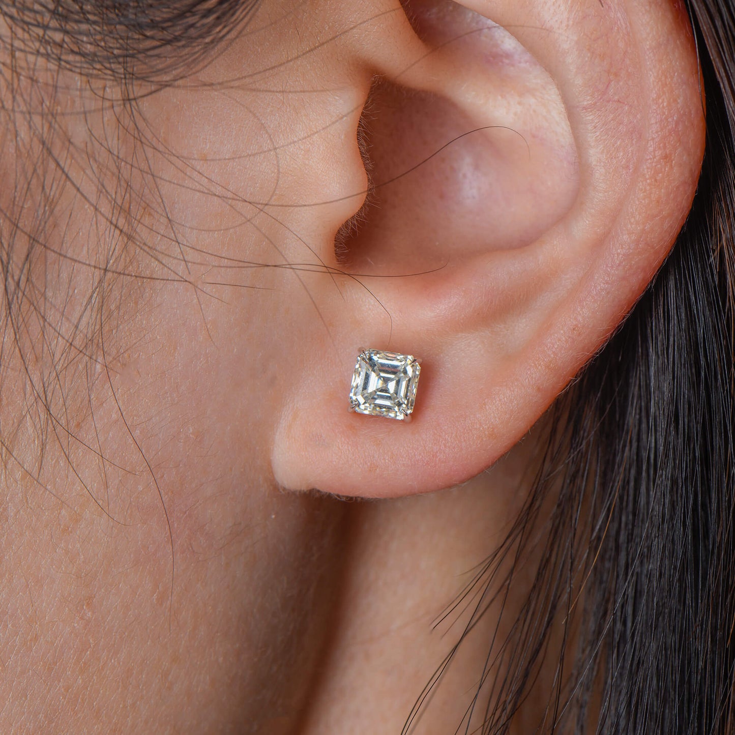 White Diamond Earrings, 2.02 Ct. TW, Cushion shape