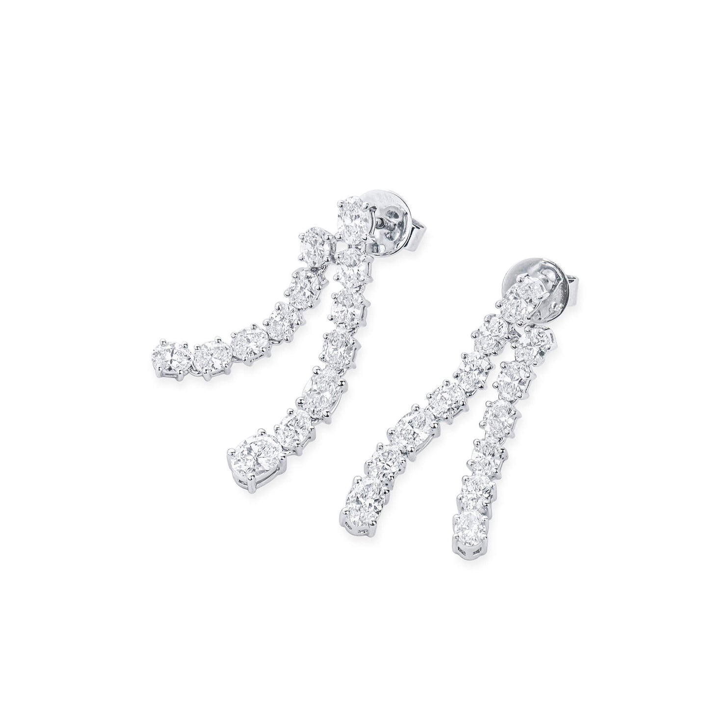 White Diamond Earrings, 2.81 Ct. TW, Oval Shape, EG_LAB Certified