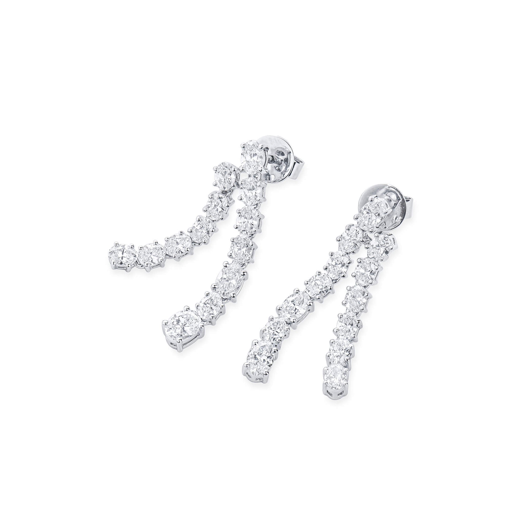 White Diamond Earrings, 2.81 Ct. TW, Oval Shape, EG_LAB Certified
