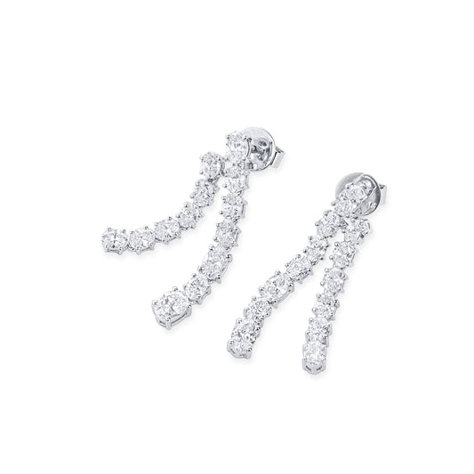 White Diamond Earrings, 2.81 Ct. TW, Oval Shape, EG_LAB Certified