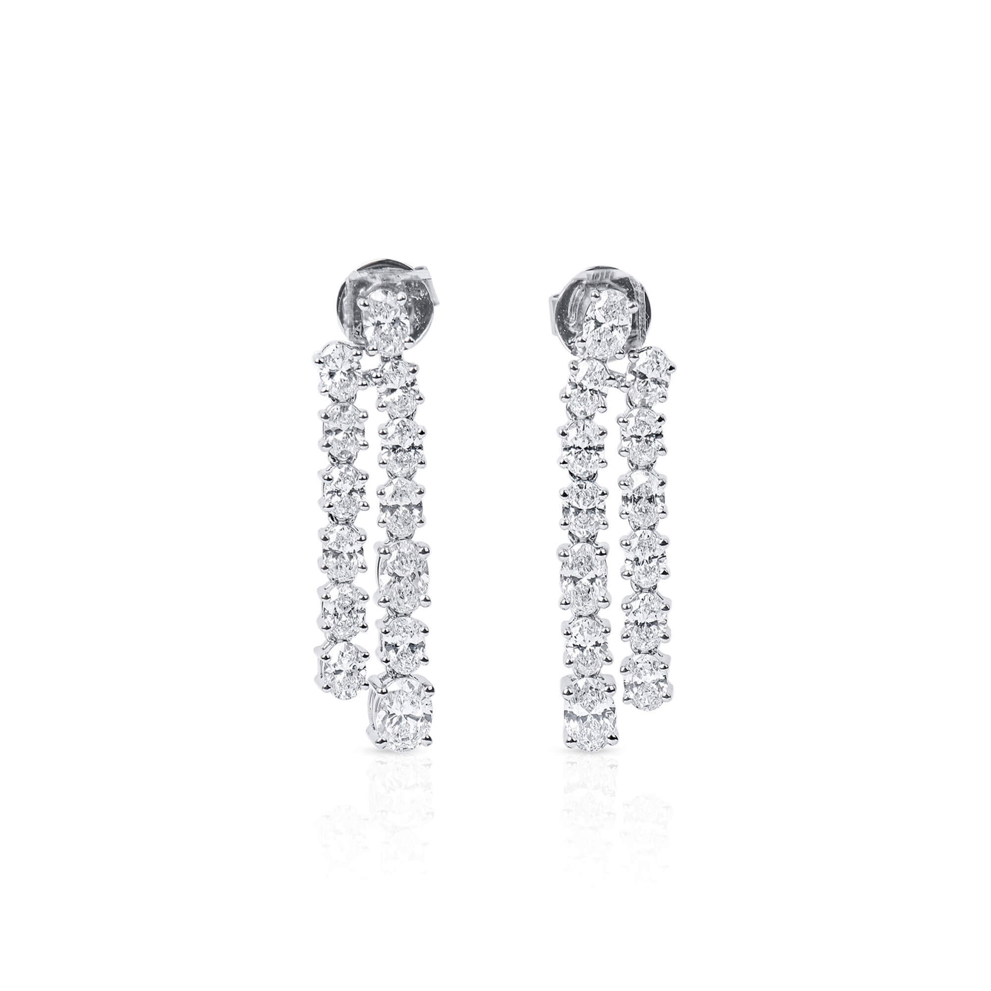 White Diamond Earrings, 2.81 Ct. TW, Oval Shape, EG_LAB Certified