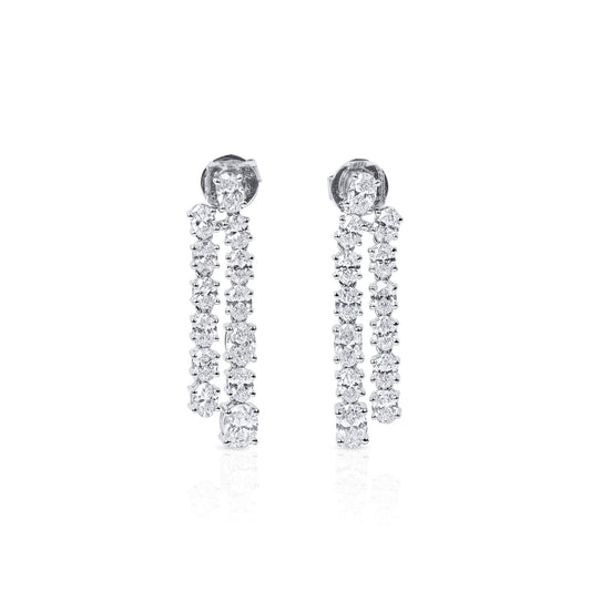 White Diamond Earrings, 2.81 Ct. TW, Oval Shape, EG_LAB Certified