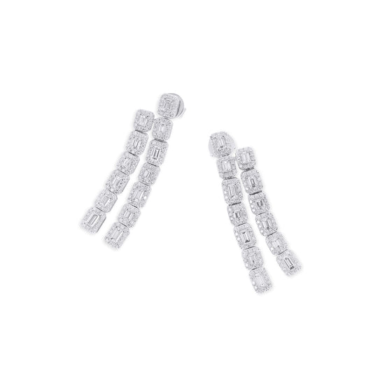 White Diamond Earrings, 3.05 Ct. TW, Baguette shape
