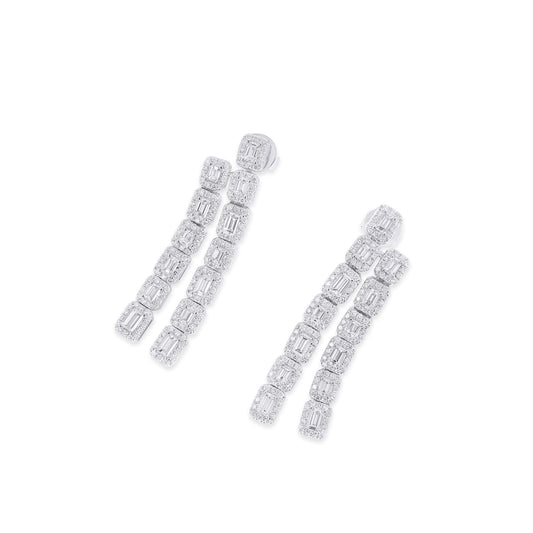 White Diamond Earrings, 3.05 Ct. TW, Baguette shape