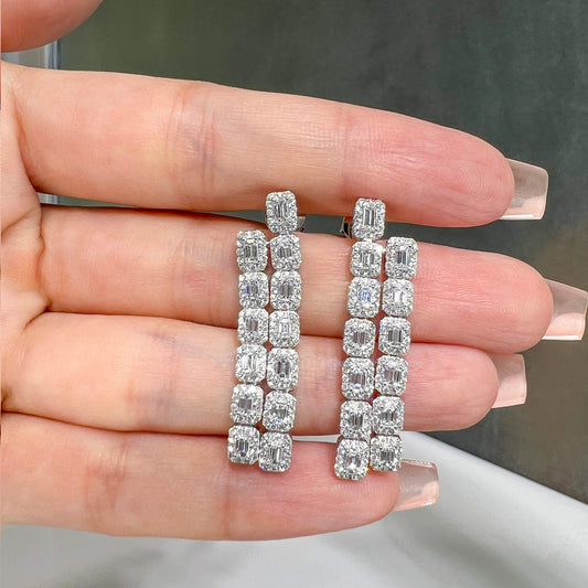 White Diamond Earrings, 3.05 Ct. TW, Baguette shape