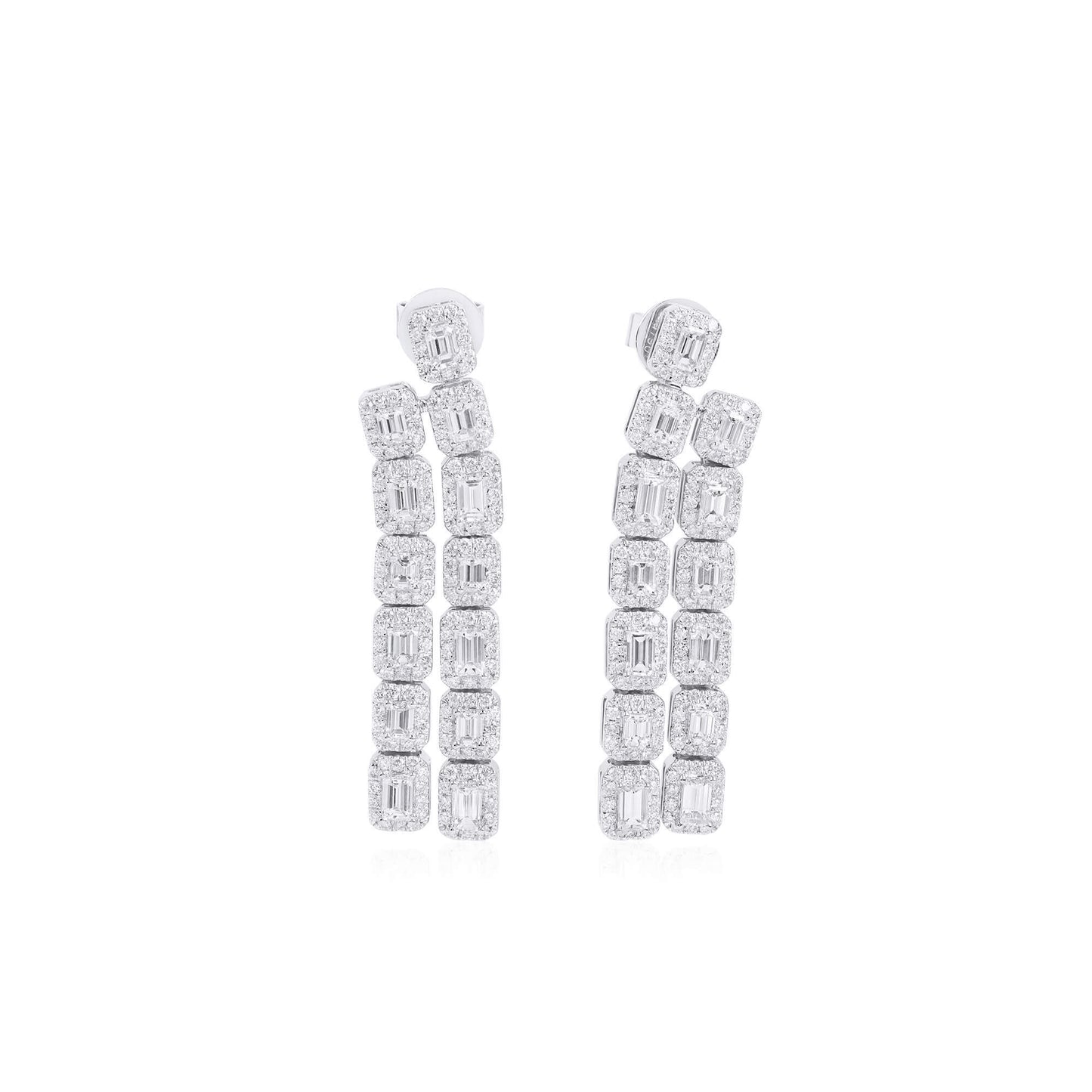 White Diamond Earrings, 3.05 Ct. TW, Baguette shape