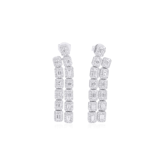 White Diamond Earrings, 3.05 Ct. TW, Baguette shape