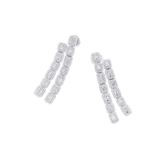 White Diamond Earrings, 3.25 Ct. TW, Baguette shape