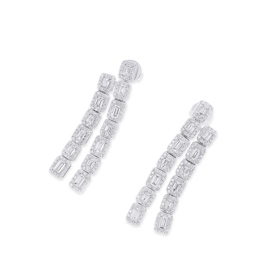 White Diamond Earrings, 3.25 Ct. TW, Baguette shape