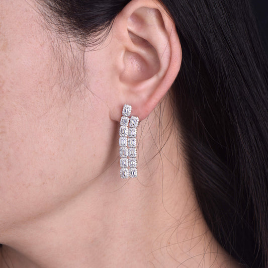 White Diamond Earrings, 3.25 Ct. TW, Baguette shape