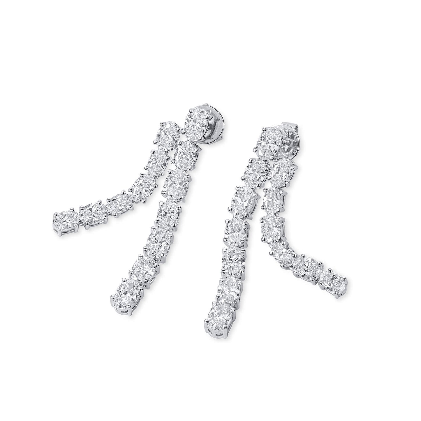 White Diamond Earrings, 4.68 Ct. TW, Oval shape