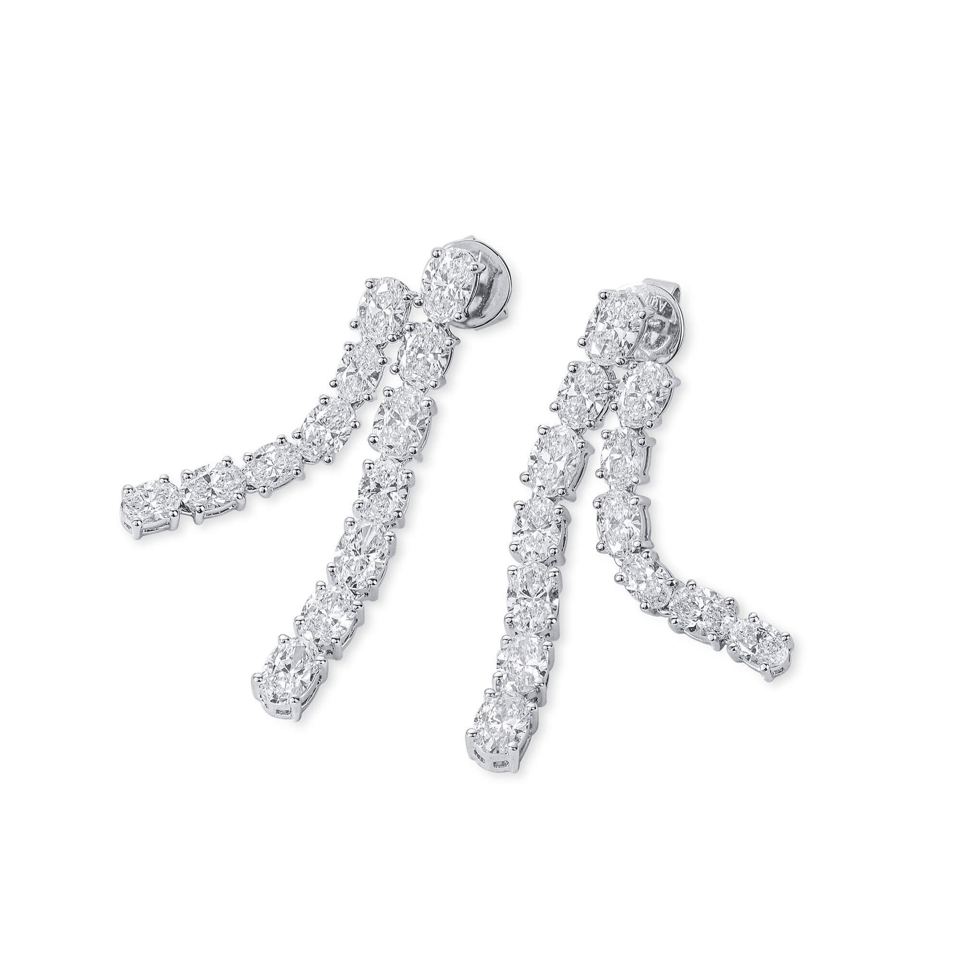 White Diamond Earrings, 4.68 Ct. TW, Oval shape