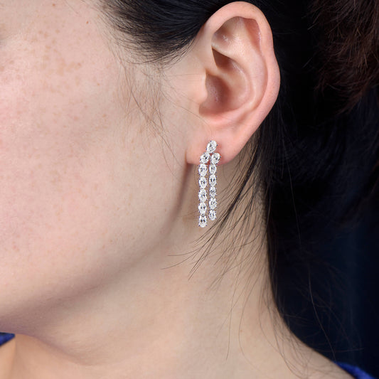 White Diamond Earrings, 4.68 Ct. TW, Oval shape