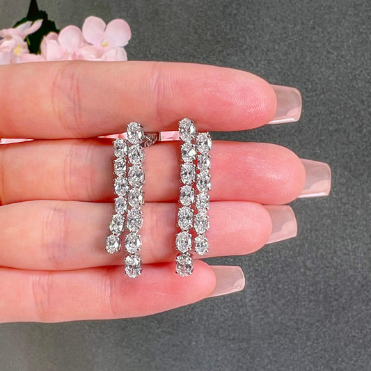 White Diamond Earrings, 4.68 Ct. TW, Oval shape