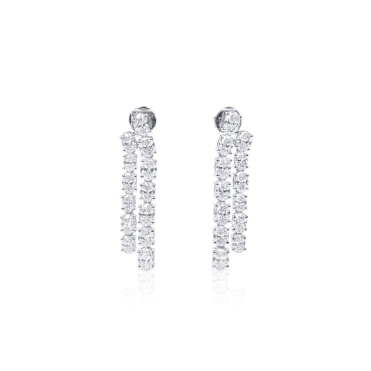 White Diamond Earrings, 4.68 Ct. TW, Oval shape