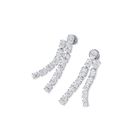 White Diamond Earrings, 5.18 Ct. TW, Oval shape