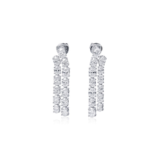 White Diamond Earrings, 5.18 Ct. TW, Oval shape
