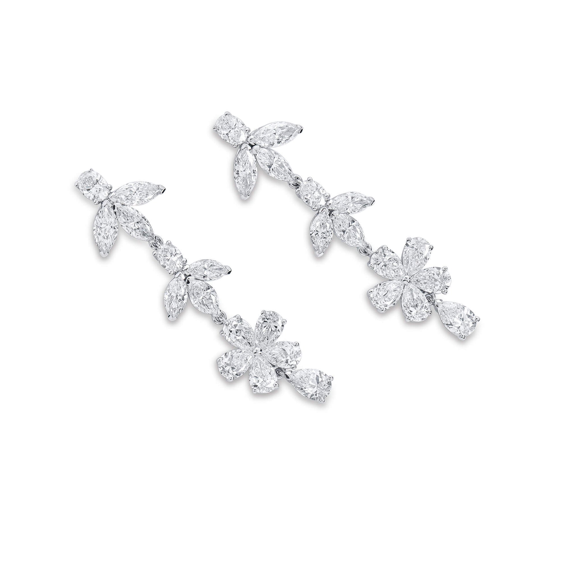 White Diamond Earrings, 5.92 Ct. TW, MIX shape