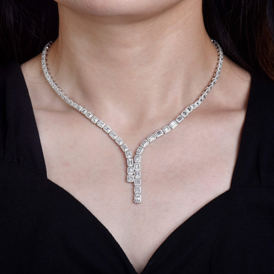 White Diamond Necklace, 11.35 Ct. TW, Baguette shape