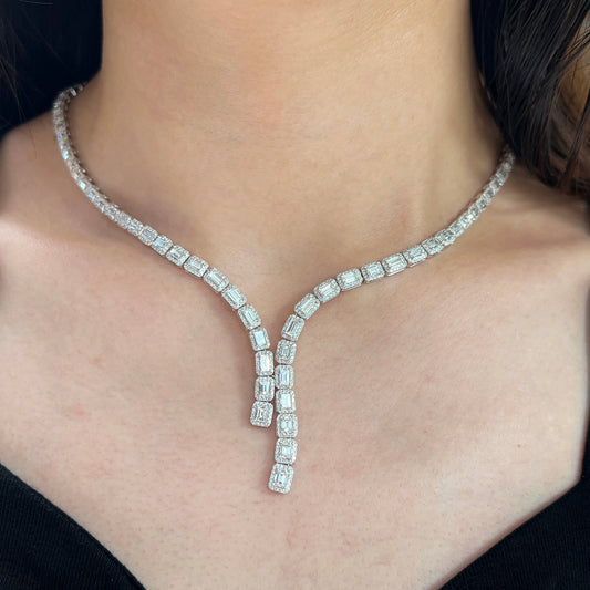 White Diamond Necklace, 11.35 Ct. TW, Baguette shape