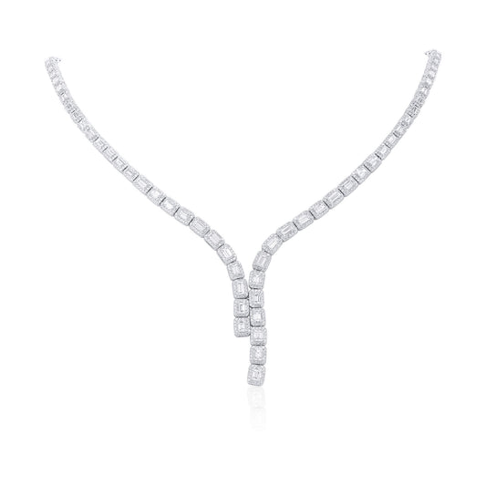 White Diamond Necklace, 11.35 Ct. TW, Baguette shape