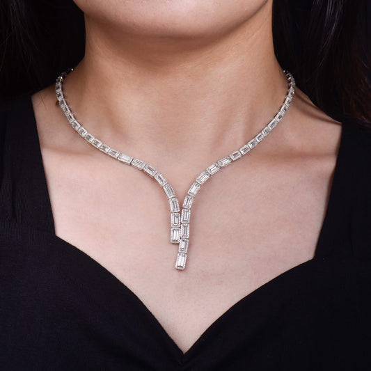 White Diamond Necklace, 12.58 Ct. TW, Baguette shape