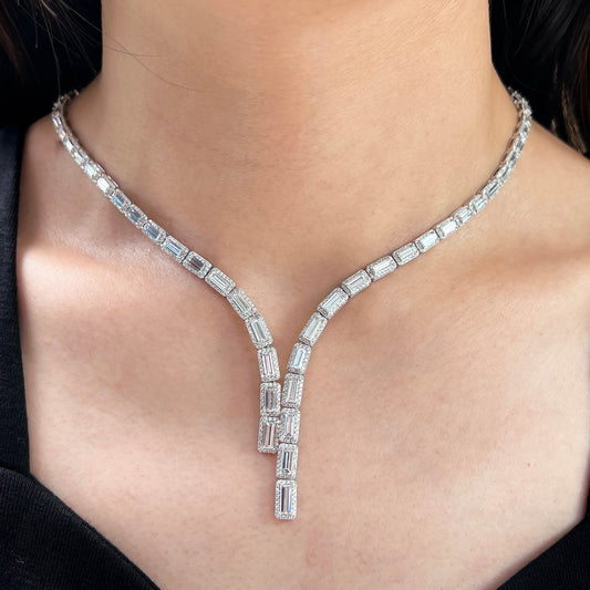 White Diamond Necklace, 12.58 Ct. TW, Baguette shape