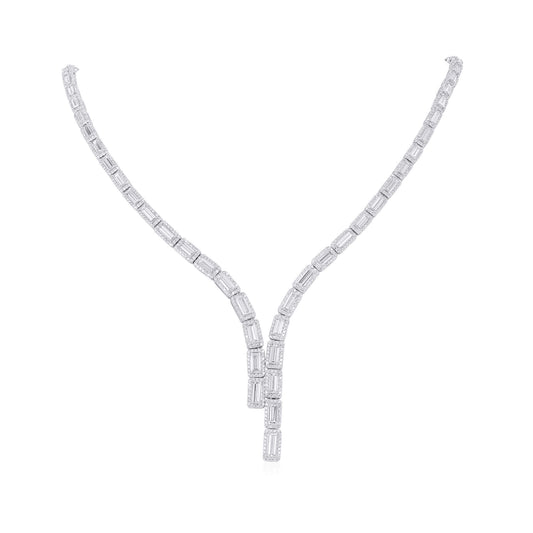 White Diamond Necklace, 12.58 Ct. TW, Baguette shape