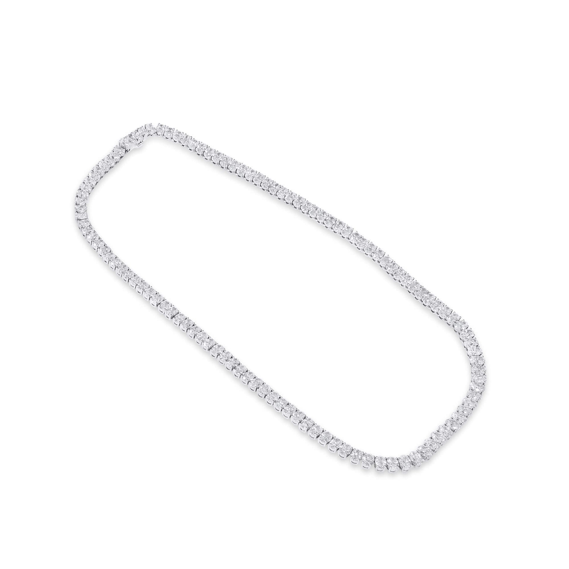 White Diamond Necklace, 28.35 Ct. TW, Oval shape