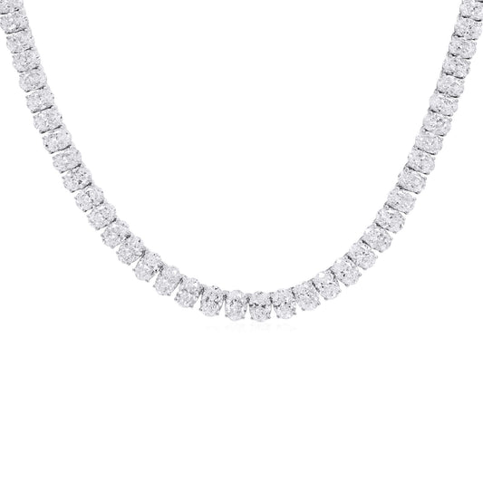 White Diamond Necklace, 28.35 Ct. TW, Oval shape