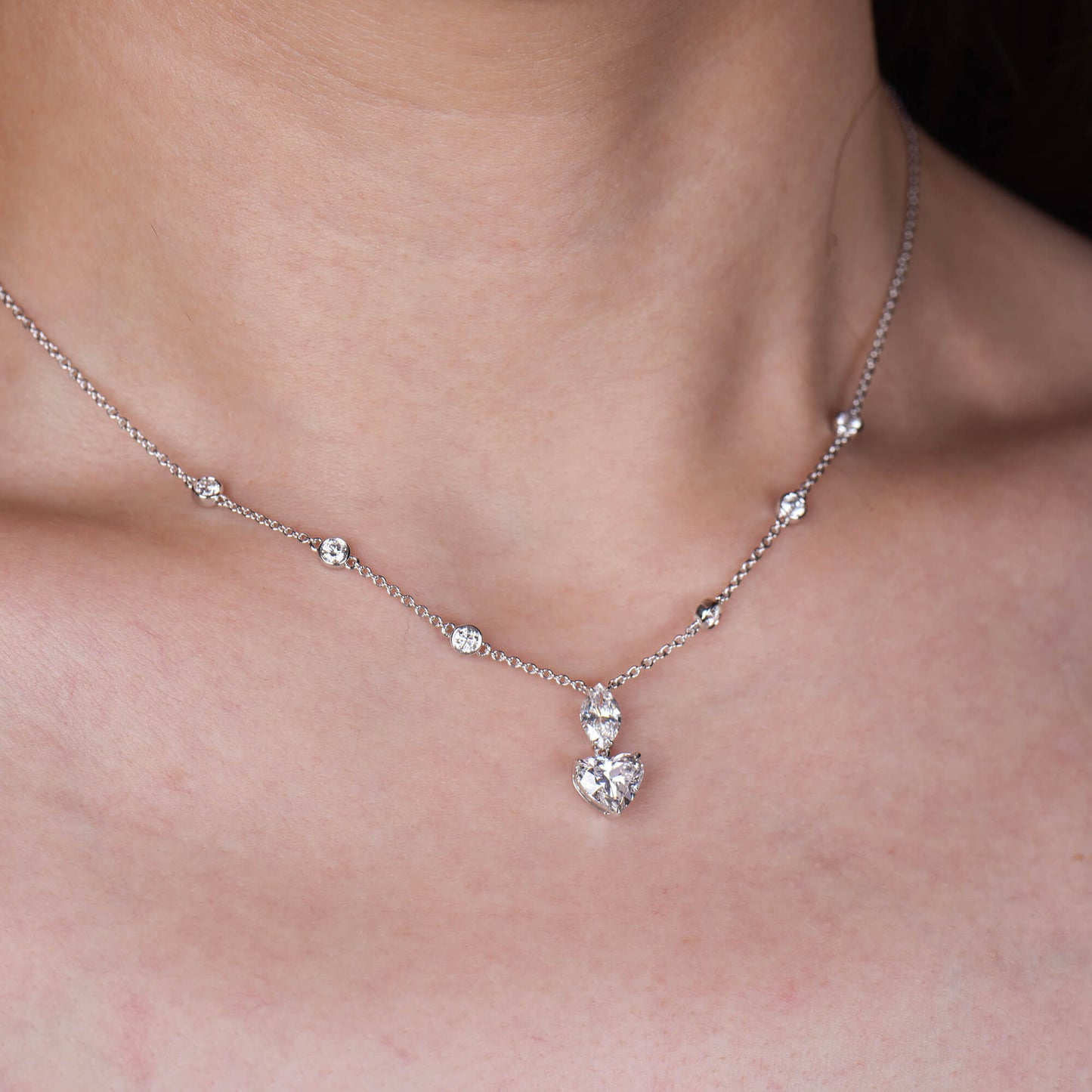 Natural 1.51 Ct. Heart-Cut Diamond Pendant, 18K White Gold