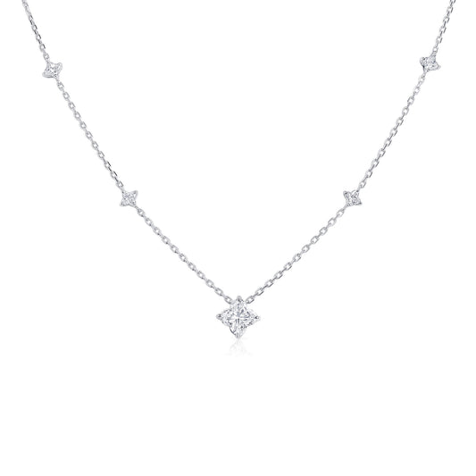 White Diamond Pendant, 2.67 Ct. TW, Princess Shape, GIA Certified
