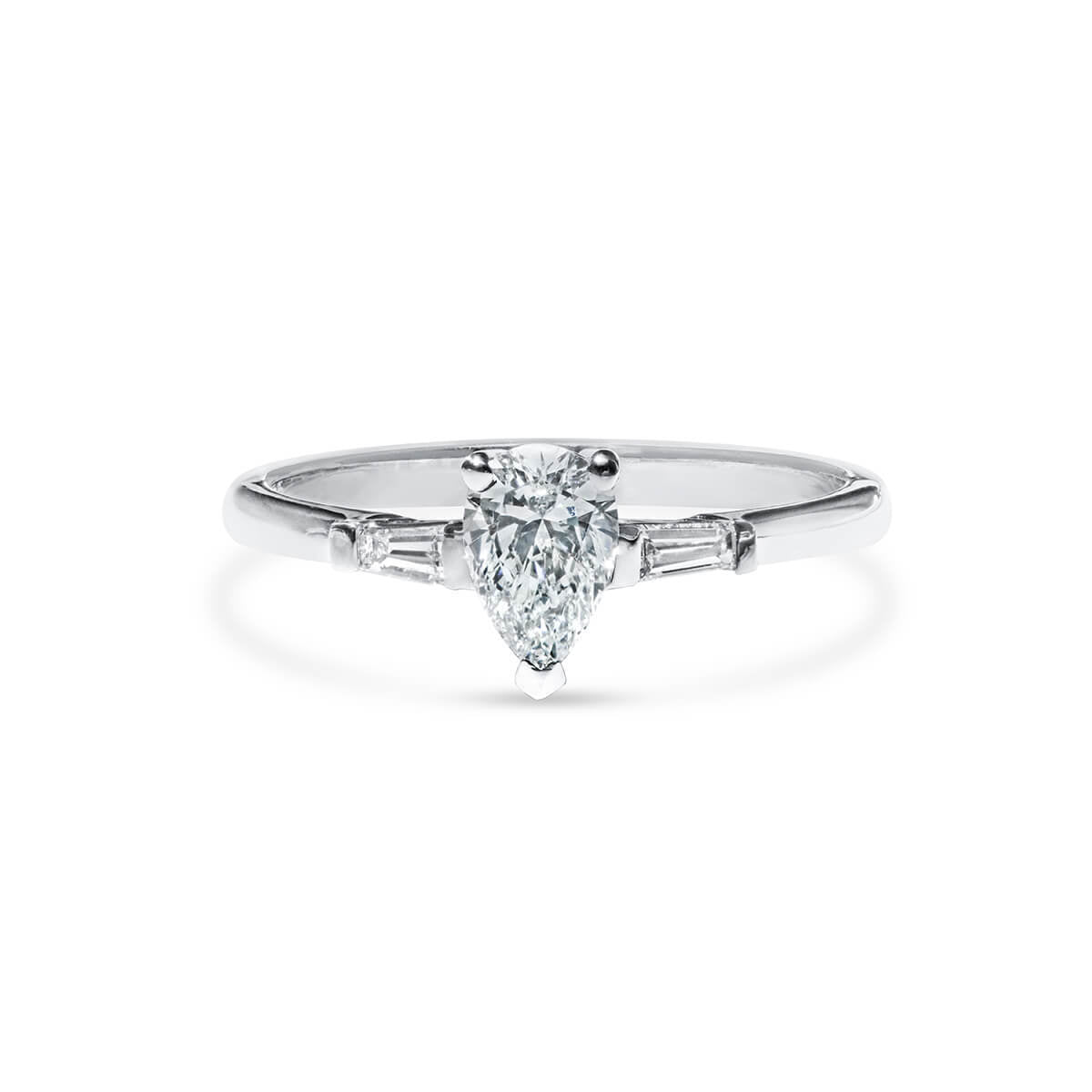 White Diamond Ring, 0.61 Ct. TW, Pear Shape, GIA Certified