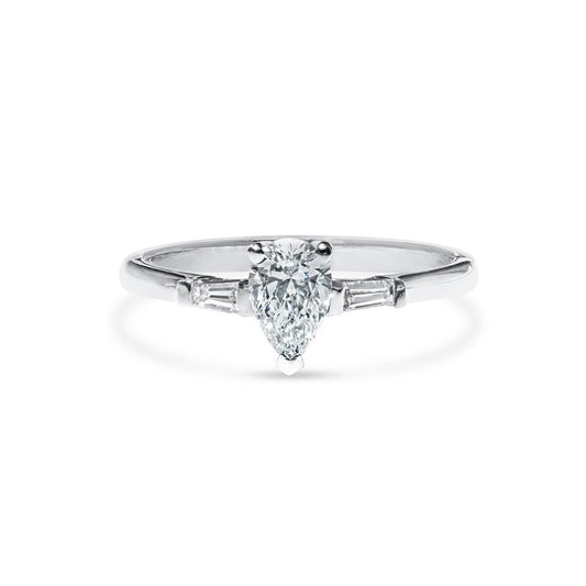 White Diamond Ring, 0.61 Ct. TW, Pear Shape, GIA Certified