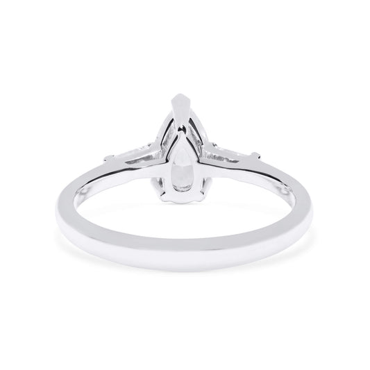 White Diamond Ring, 0.62 Ct. TW, Pear Shape, GIA Certified