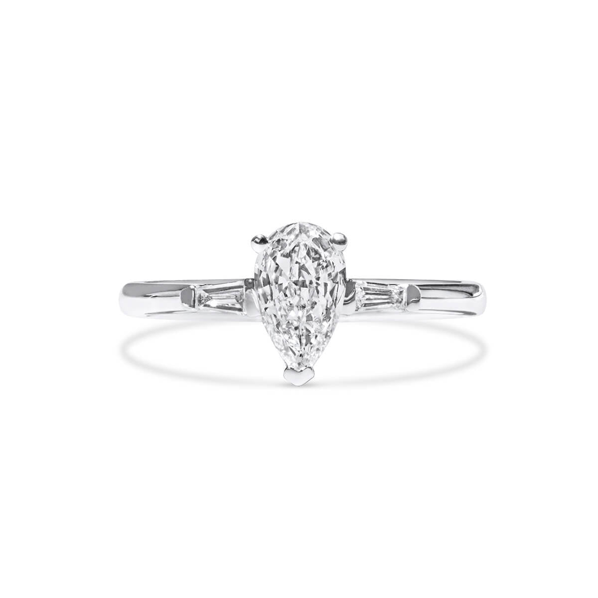 White Diamond Ring, 0.62 Ct. TW, Pear Shape, GIA Certified