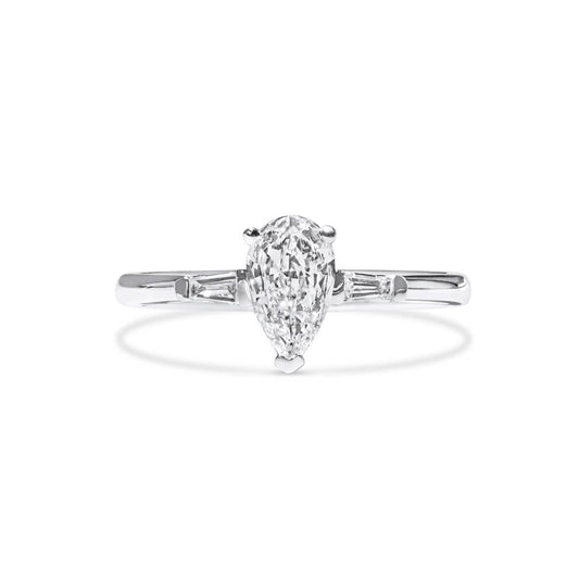 White Diamond Ring, 0.62 Ct. TW, Pear Shape, GIA Certified