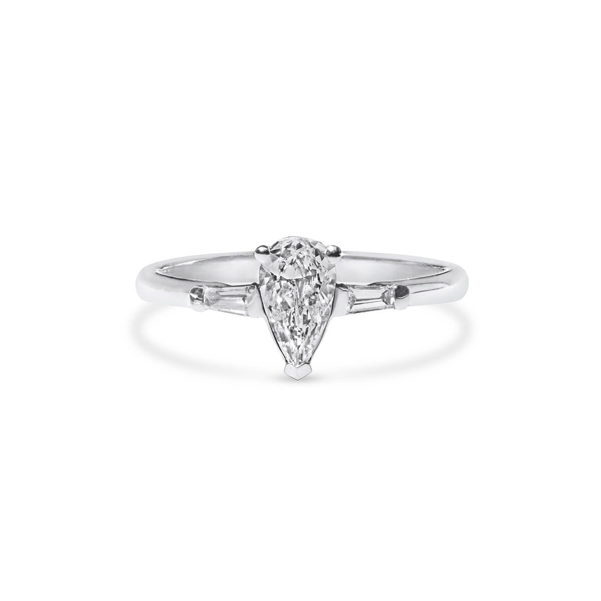 White Diamond Ring, 0.63 Ct. TW, Pear Shape, GIA Certified