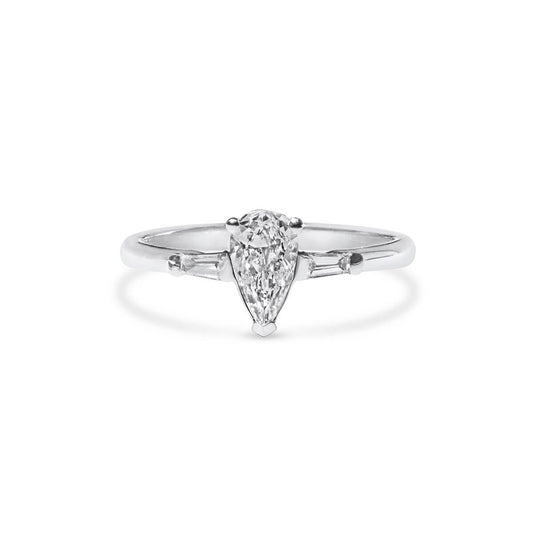 White Diamond Ring, 0.63 Ct. TW, Pear Shape, GIA Certified