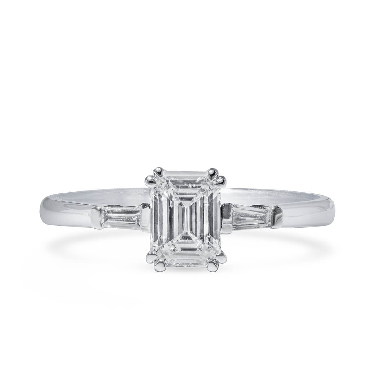 White Diamond Ring, 0.87 Ct. TW, Emerald Shape, GIA Certified