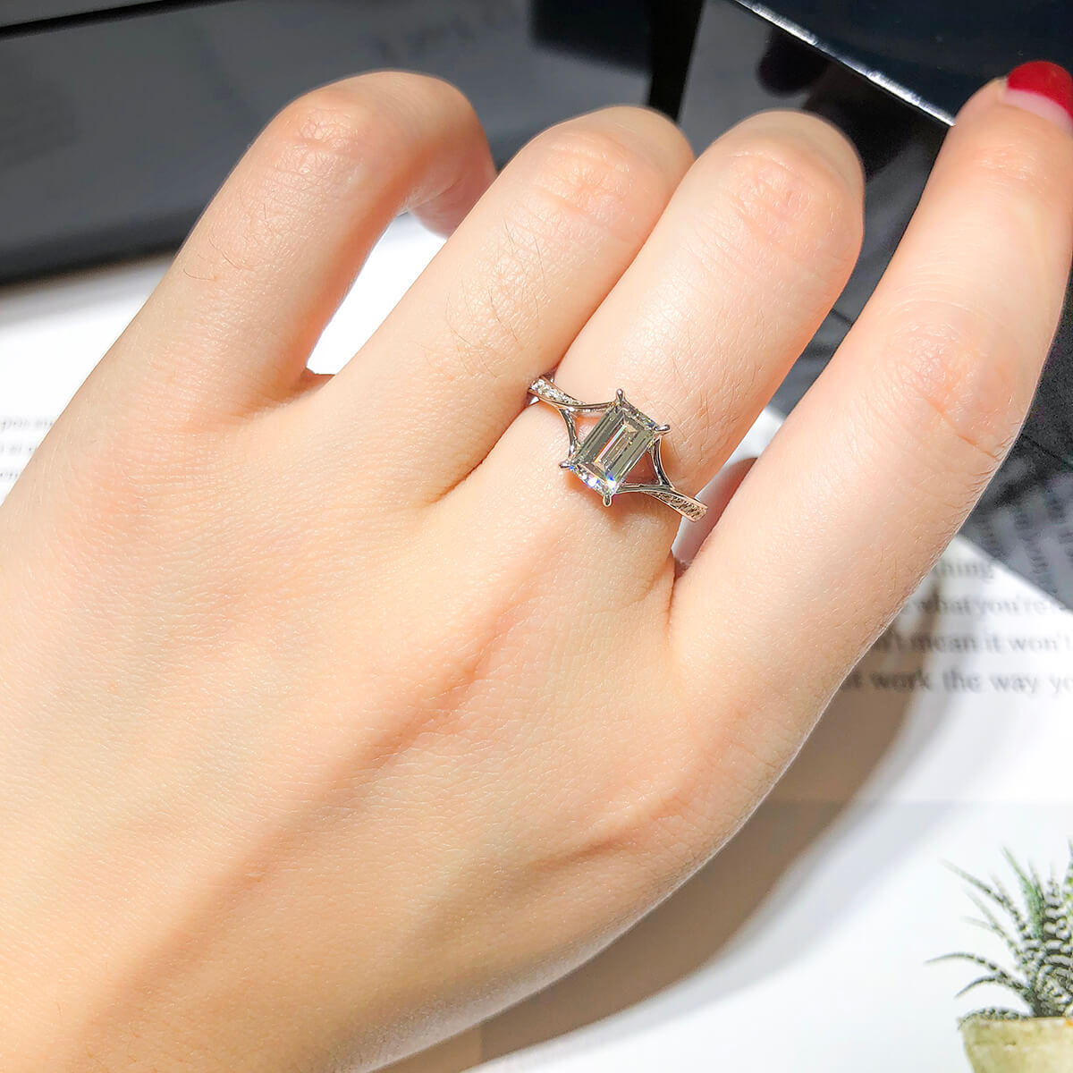White Diamond Ring, 1.17 Ct. TW, Baguette Shape, GIA Certified