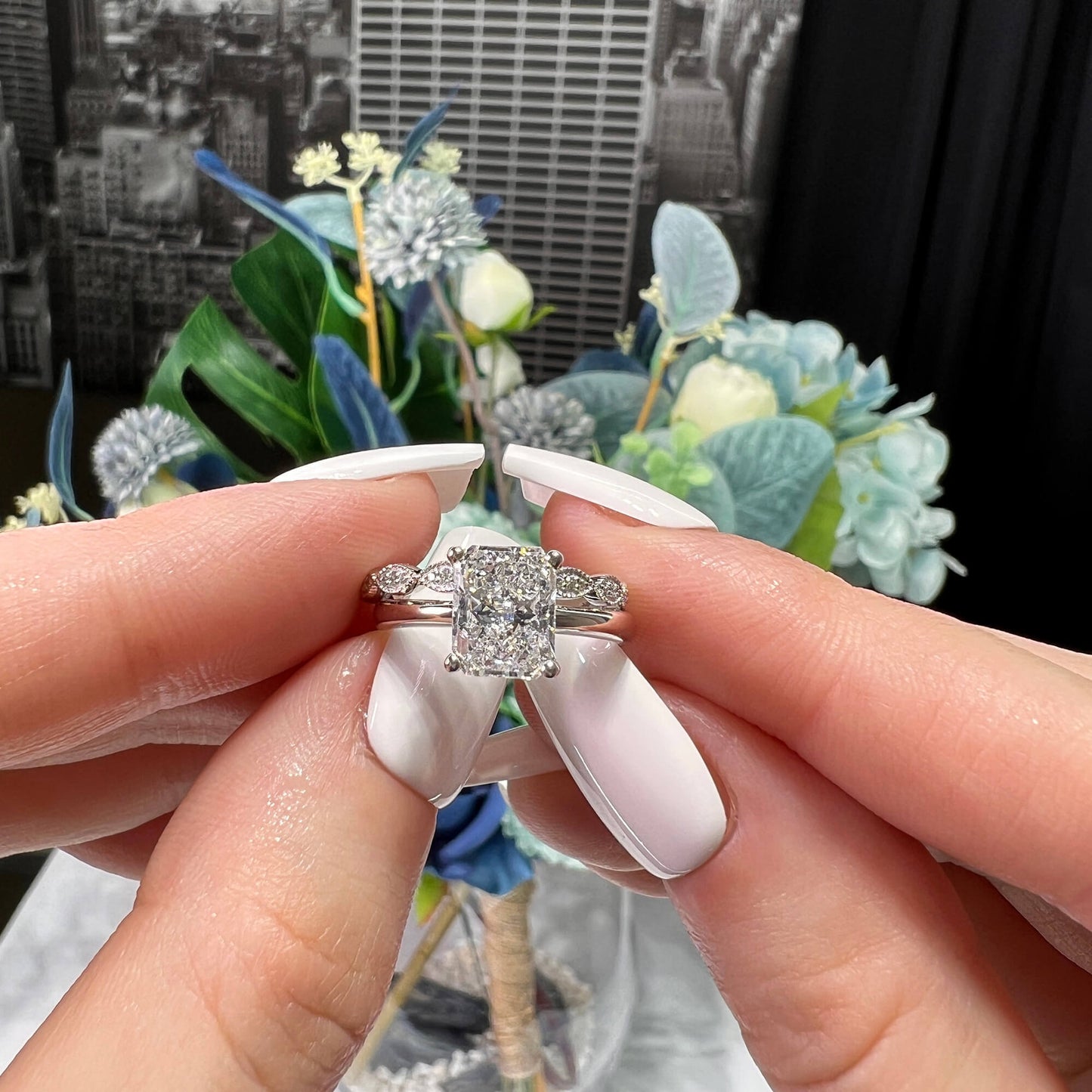 White Diamond Ring, 2.15 Ct. TW, Radiant Shape, GIA Certified