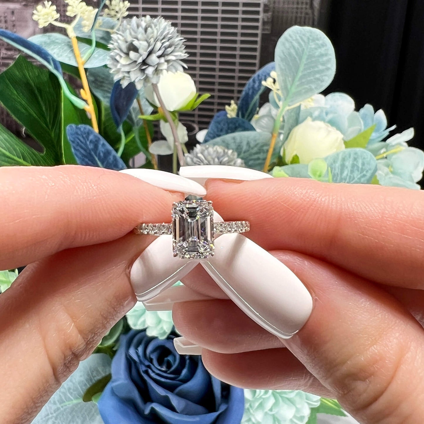 White Diamond Ring, 2.29 Ct. TW, Emerald Shape, GIA Certified